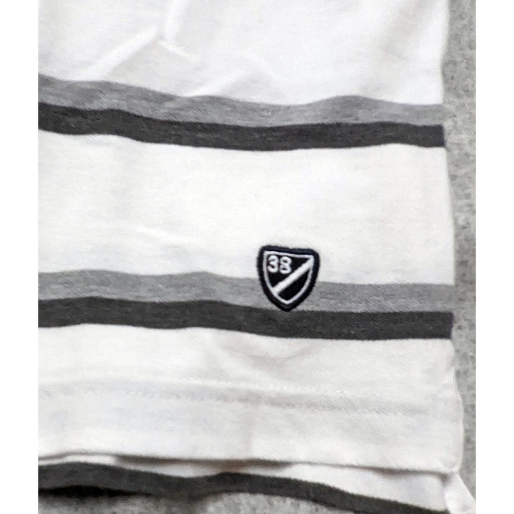 Cremieux Classics Polo Shirt Men's Size XL White with Black and Grey Stripes EUC - Picture 4 of 9